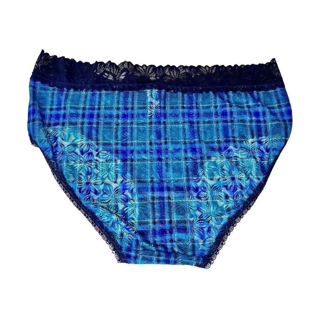 NWT No Boundaries NoBo Blue Plaid Hipster Panties Size 3XL